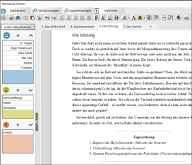 Im Texteditor kannst Du verschiedene Kapitel parallel bearbeiten