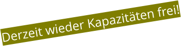 Derzeit wieder Kapazitäten frei!